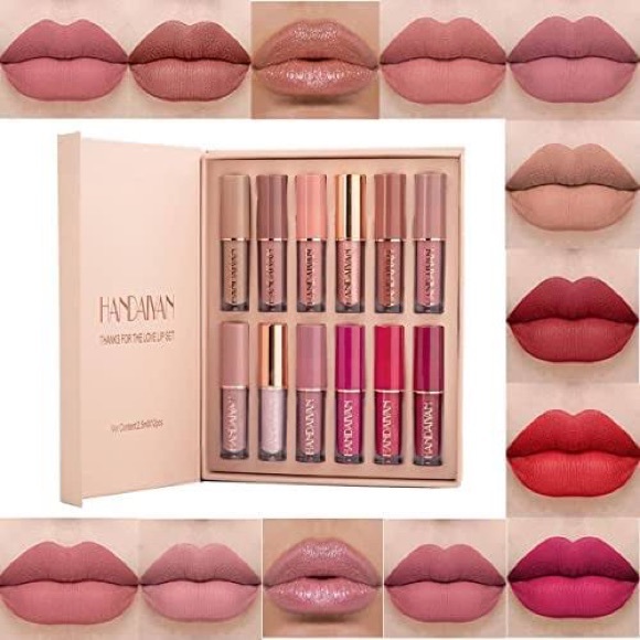 HANDAIYAN 12 Colors Liquid Lipstick Set Matte Lip Gloss, Velvet Lip Gloss - Picture 7 of 9